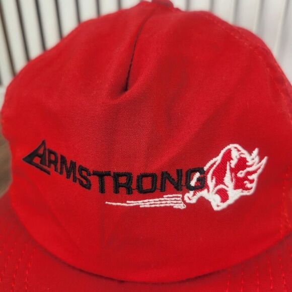 VTG Armstrong Tires Rhino Logo Snapback Hat Cap Red Mechanic Cars Advertising - Picture 3 of 10